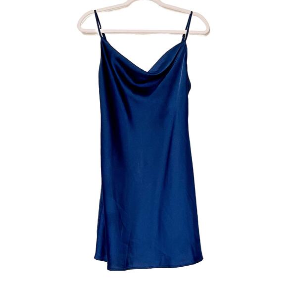 UO Mallory Cowl Neck Slip Dress Navy Medium - Picture 5 of 7